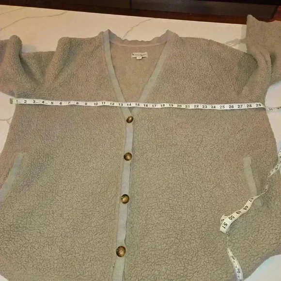 KOOLABURRA by UGG Womens Popcorn Sherpa Cardigan Taupe Size 2X - Picture 4 of 9
